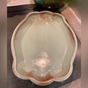 Metlox Dresser Tray (Frankoma Twin!) Greenish/Blue Brown Dish Tray Plate Border